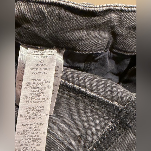 Good American Good Legs High Rise Skinny Jeans in Distressed Black, Size 14/32 - Picture 8 of 11